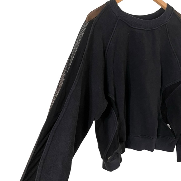 GOOD AMERICAN Mesh Sweatshirt Pullover Sweater Top - Picture 9 of 13